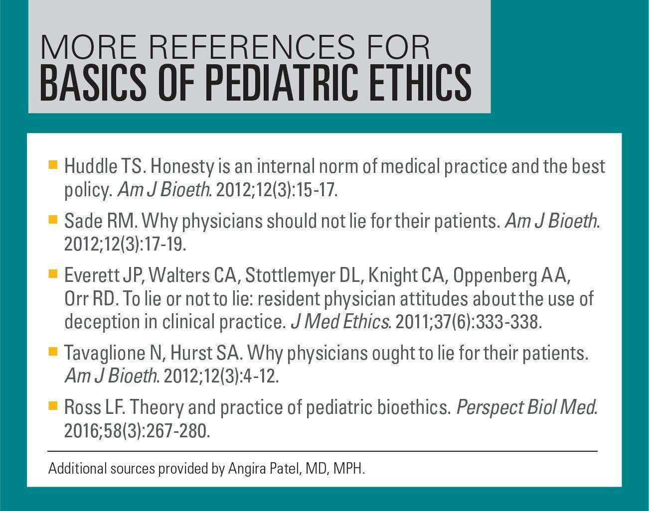 More references for basics of pediatric ethics