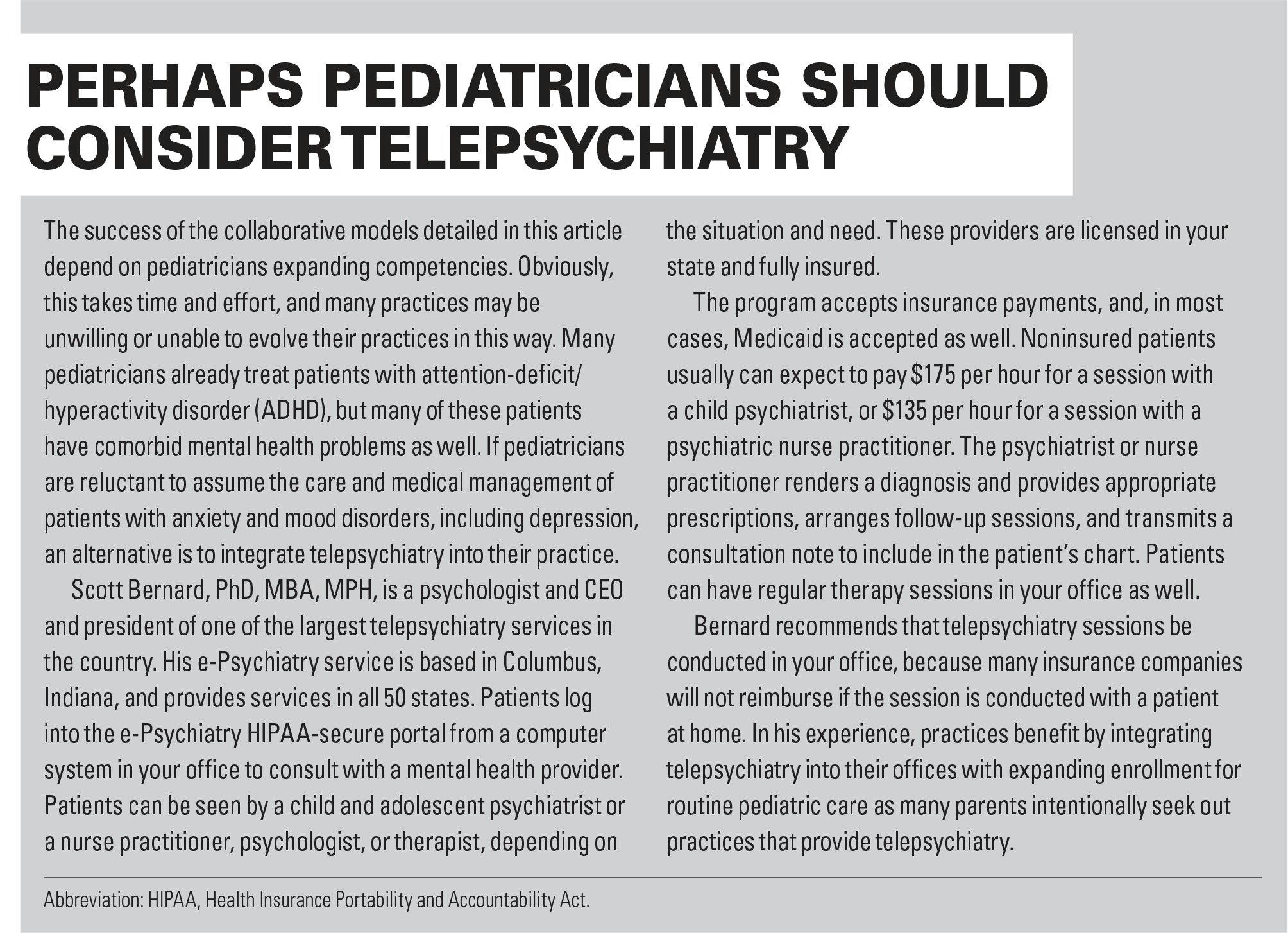 Perhaps pediatricians should consider telepsychiatry
