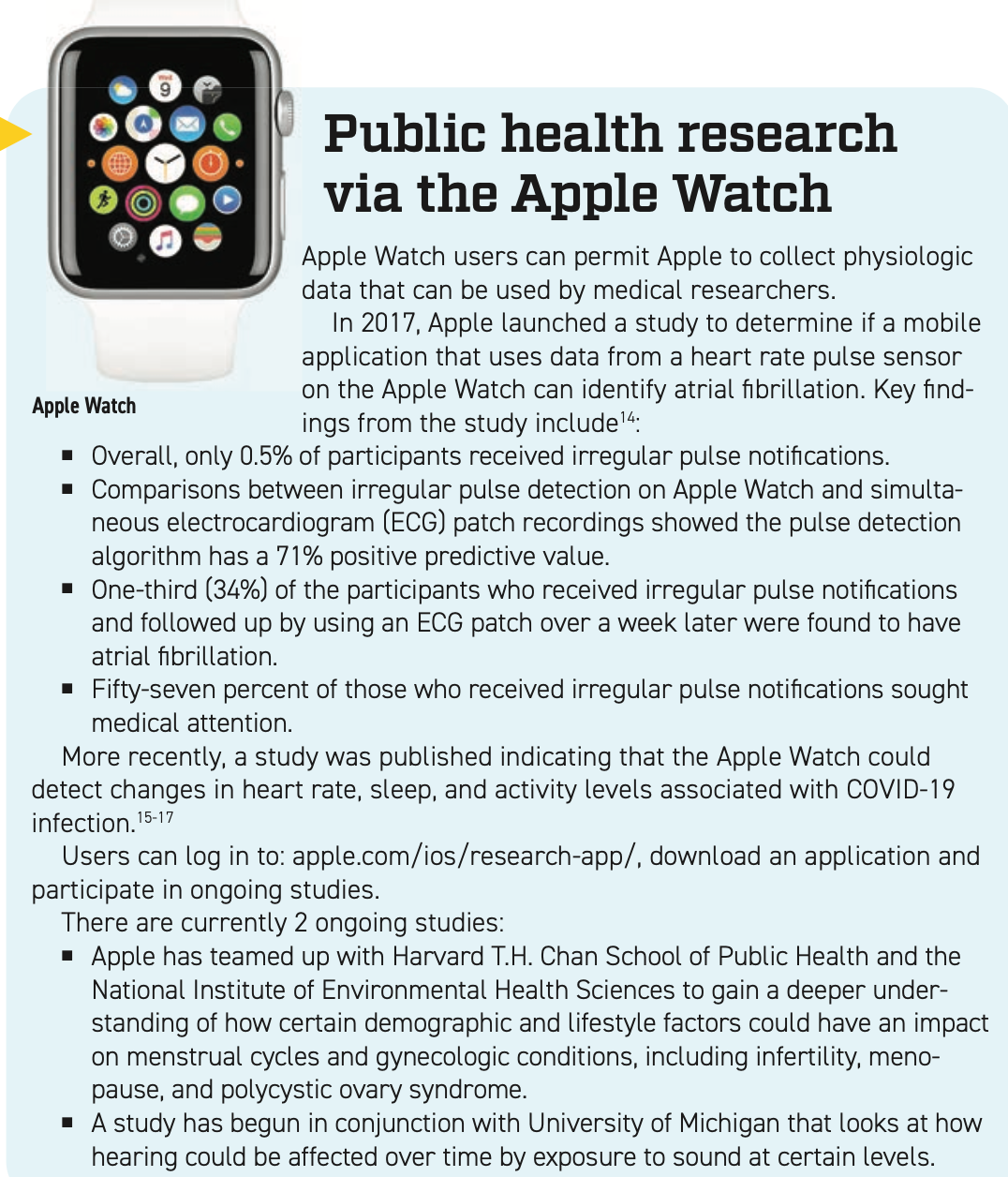 Public health research via Apple Watch