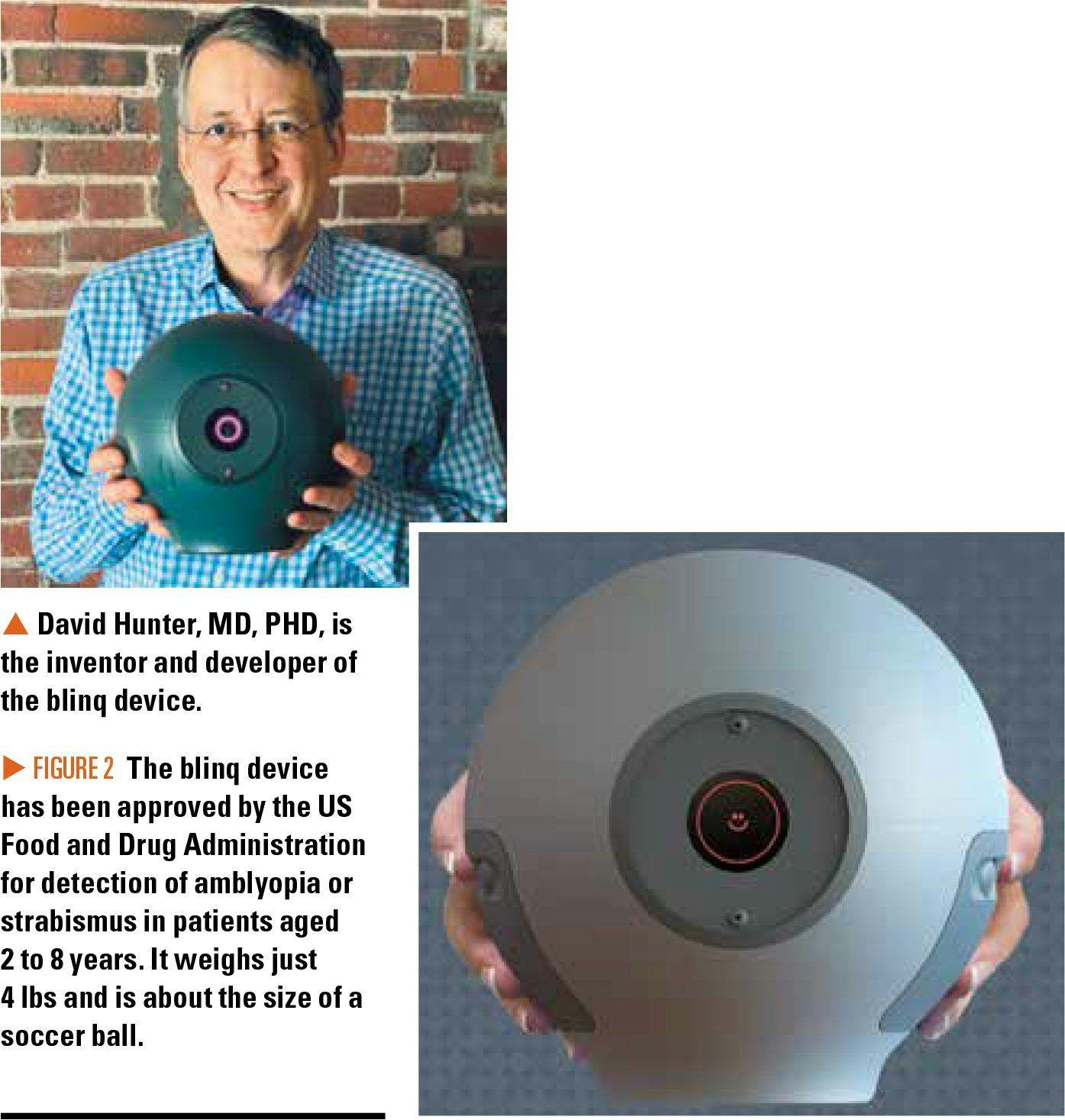 image of David Hunter, MD, PhD, and the blinq device