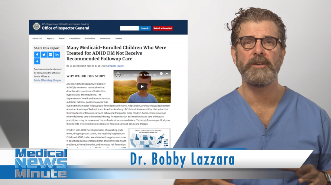 Dr Bobby Lazzara doing a Medical News Minute on ADHD and children in Medicaid