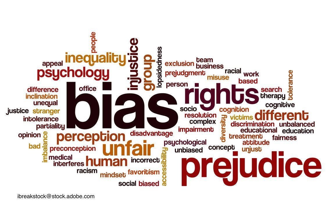 word cloud of words related to bias