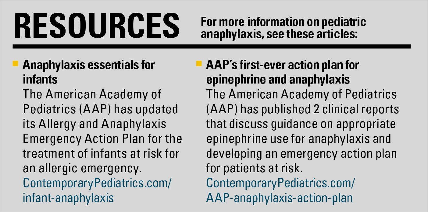 Resources on pediatric anaphylaxis