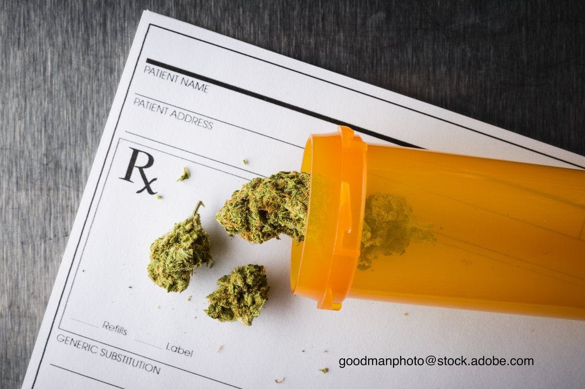 image of marijuana and prescription pad